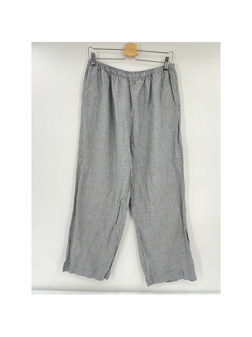 Deiji Studios Linen Ease Trouser in Field Check Large - Picture 15 of 15
